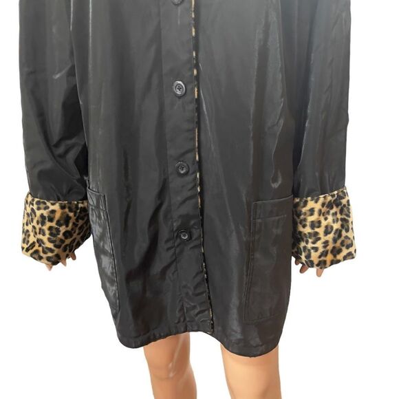 DENNIS BASSO Leopard Print & Shimmery Black Reversible Jacket XXL - Picture 8 of 15
